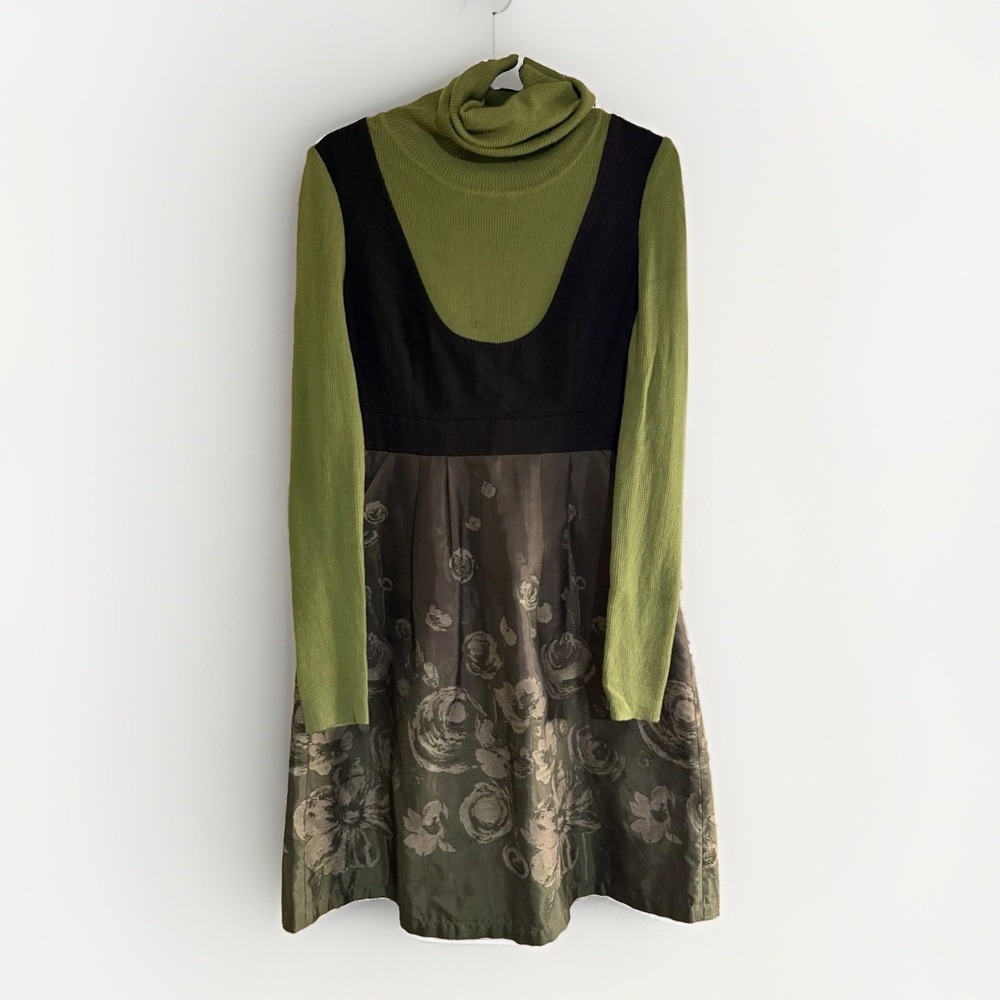 Elegant Prosper Luxury Wool Knit Ribbed Metallic Floral Cocktail Dress Size 4